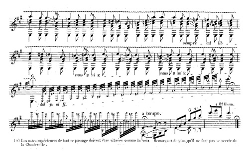 
	M. A. Zani de Ferranti : Fantaisie caprice pour guitare,op. 4, Mayence, chez les fils de B. Schott, p. 7 (Allegro).