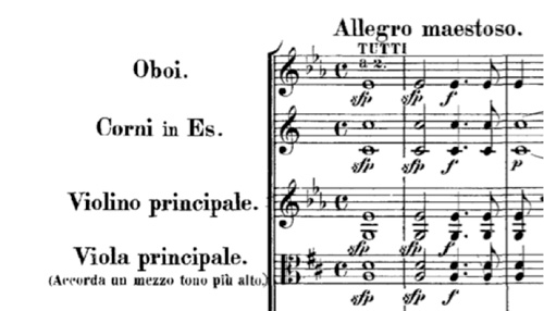 
	Début de la Symphonie concertante pour violon, alto et orchestre en mi bémol majeur KV. 364 de Mozart.