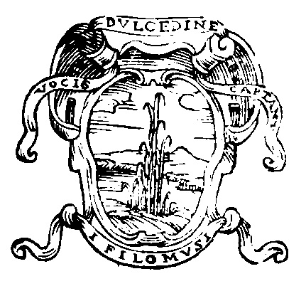 
	L’emblème des académiciens Filomuside Bologne, au verso du frontispice de la Siringa fugacede Bertelli.