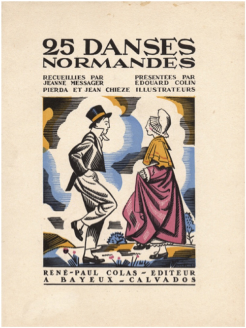 
	Première de couverture du recueil 25 Danses normandes, gravure sur bois de Jean Chièze.