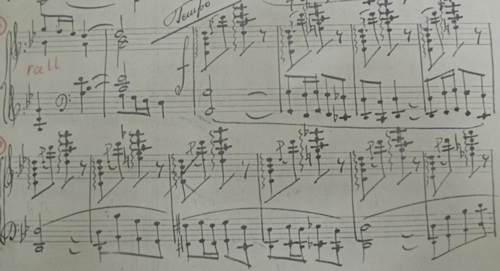 
	Le Chalutier mes. 56 (Tempo primo)-65. Copie de l’autographe du compositeur. Archives LR.