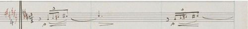 
	Claude Debussy, La Mer, manuscrit autographe, cor anglais, mesures 16-22.