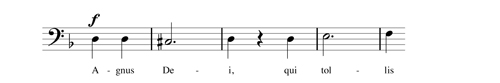 
	Agnus Dei, basses, mesures 2-9.