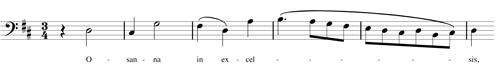 
	Osanna, basse, mesures 11-16.