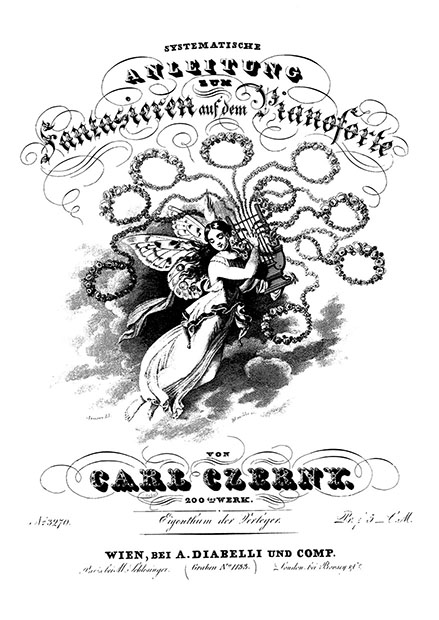 
	Carl Czerny : Systematische Anleitung zum fantasieren auf den pianoforte, frontispice (1829).