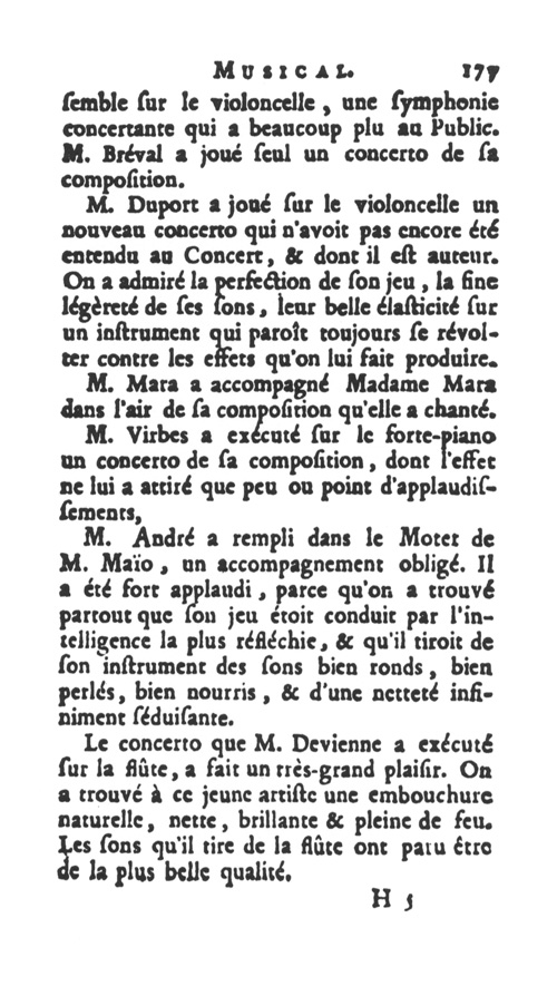 
	« 1782, 17 Mars », Almanach musical pour l’année mil sept cent quatre-vingt-trois, Paris, Au Bureau de l’Abonnement littéraire, 1783, pp. 177-178 (collection particulière).
