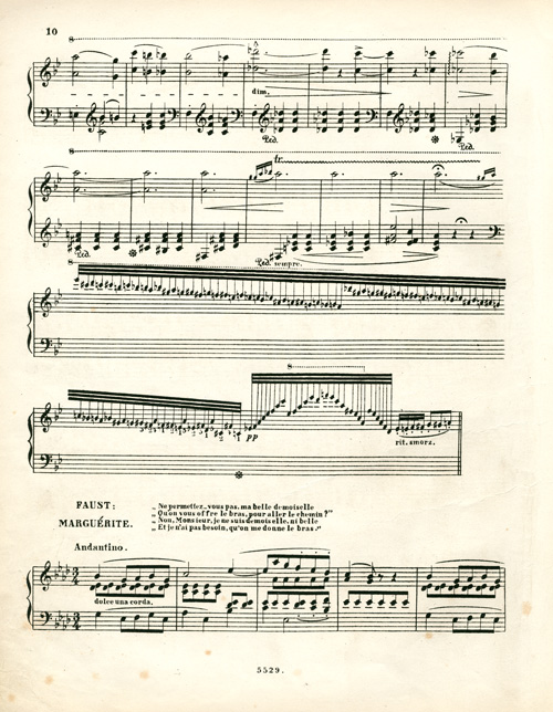 
	Franz Liszt, Valse de l’opéra Faust de Gounod pour le piano par Franz Liszt, Berlin, Ed. Bote & G. Bock, 1863, p. 10 (Bibliothèque du Conservatoire de Musique de Genève).