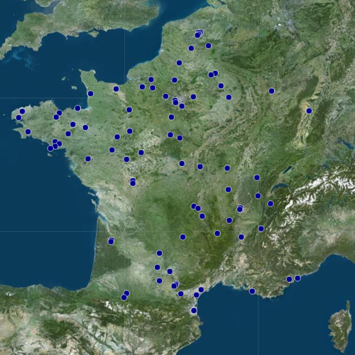 
	Cartographie des sessions grégoriennes et des centres affiliés à l’Institut grégoriende Paris1.