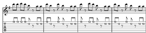 
	Steve Reich, Electric Counterpoint, mes. 110-113.