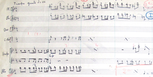 
	Visuel 1 : L’Ami Fritz(réal. J. de Baroncelli), « Scène et chœur des paysans », manuscrit (archives personnelles de Gilles Roland-Manuel), mes. 1-4, 46:16-46:26.