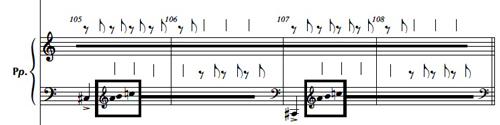 
	Visuel 19 : Mouvement V, mesures 105-108, piano.