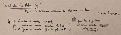 
	Accord en sixièmes de ton des guitares dans What Does the Nature Says de Claude Ledoux.