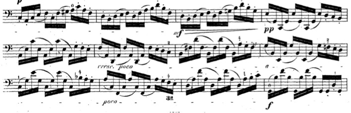 
	Prélude de la troisième Suite, mes. 33-45.