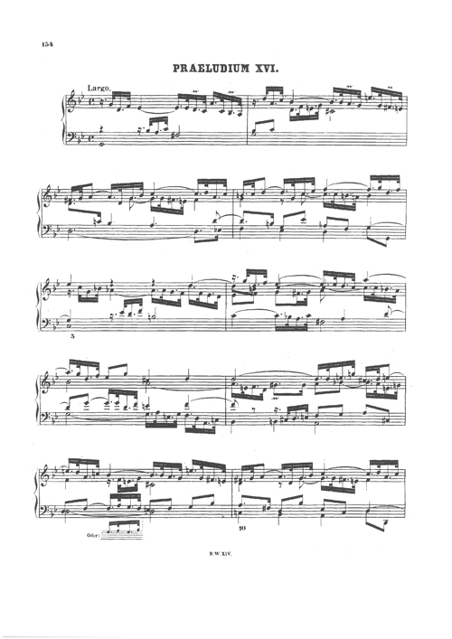 
	Johann Sebastian Bach, Praeludium XVI en sol mineur BWV 885 (édition G. Henle Verlag, München, 1950).