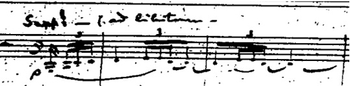 
	Claude Debussy, Esquisse d’une « Rhapsodie mauresque » pour orchestre et saxophone principal, manuscrit autographe, saxophone, mesures 14-20.