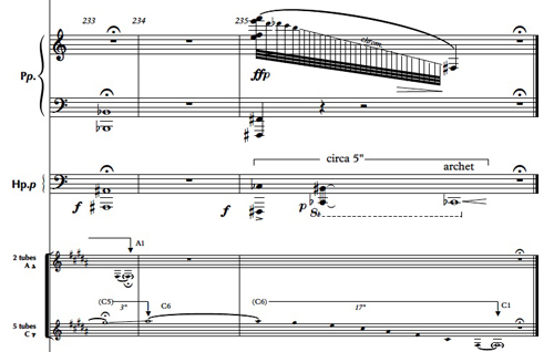 
	Visuel 8 : Mouvement V, mesures 233-235, piano.