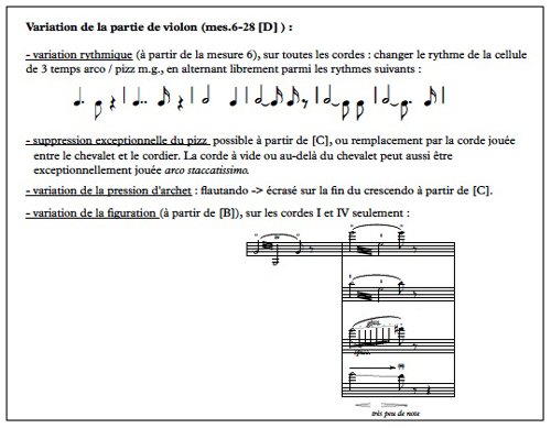 
	Visuel 18 : Notice et extrait de la partie de violon, mouvement V, mesures 10-14.