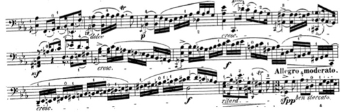 Fin de l’introduction du Prélude de la cinquième Suite, mes. 15-29.