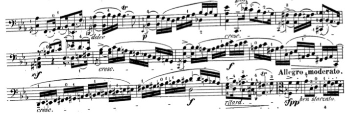 Fin de l’introduction du Prélude de la cinquième Suite, mes. 15-29.